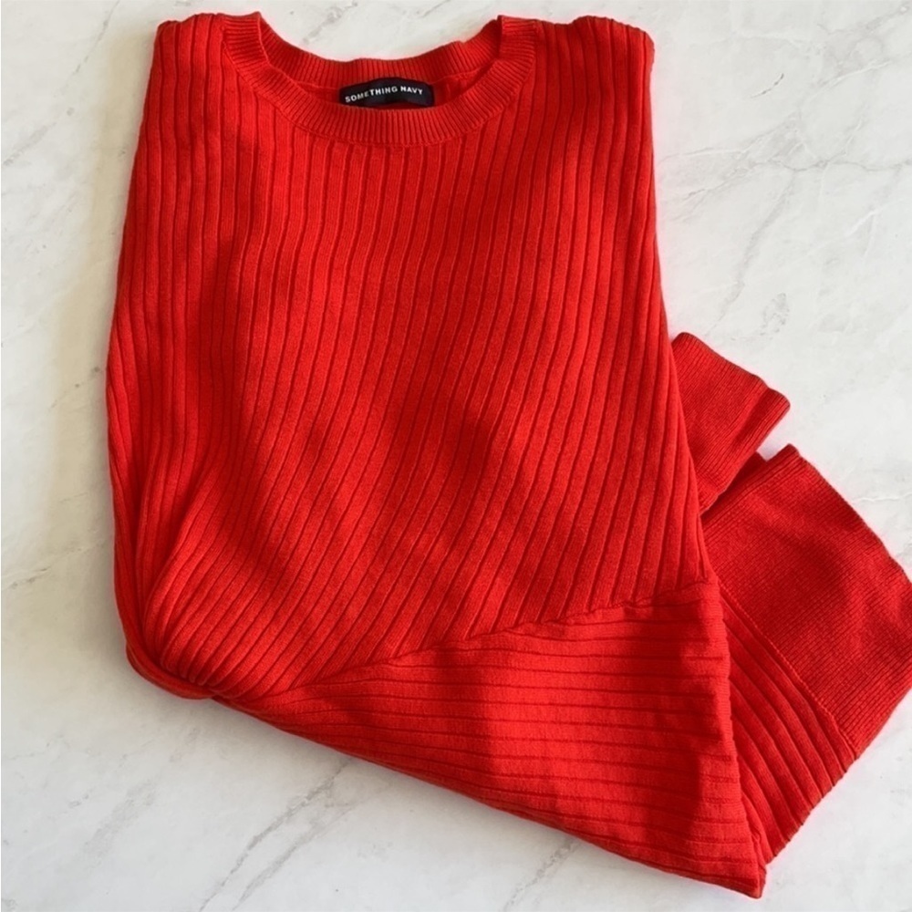 Something Navy | Front Side Knot Knit Crewneck Viscose Cashmere Blend Sweater S - Picture 6 of 8